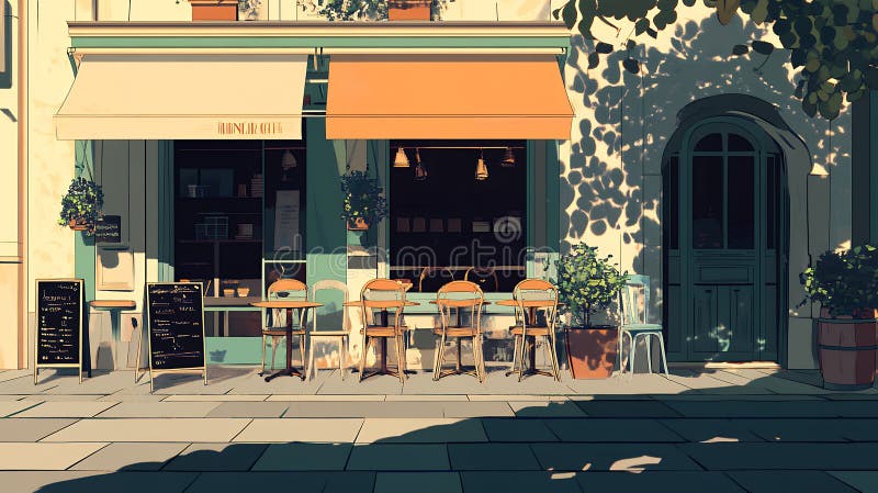 Domenica in un accattivante caffè parigino all'aperto e in una tavola rotonda illustrazione vettoriale