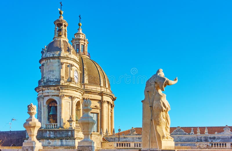 Domes of Cathedral in Catania royalty free stock photos
