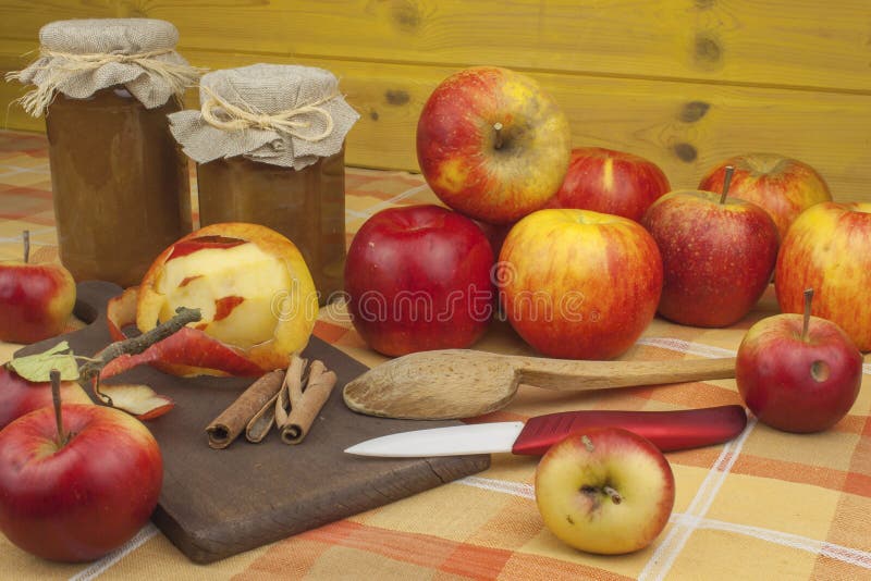 Domestic Production of Apple Marmalade and Cinnamon. Apple Jam on the