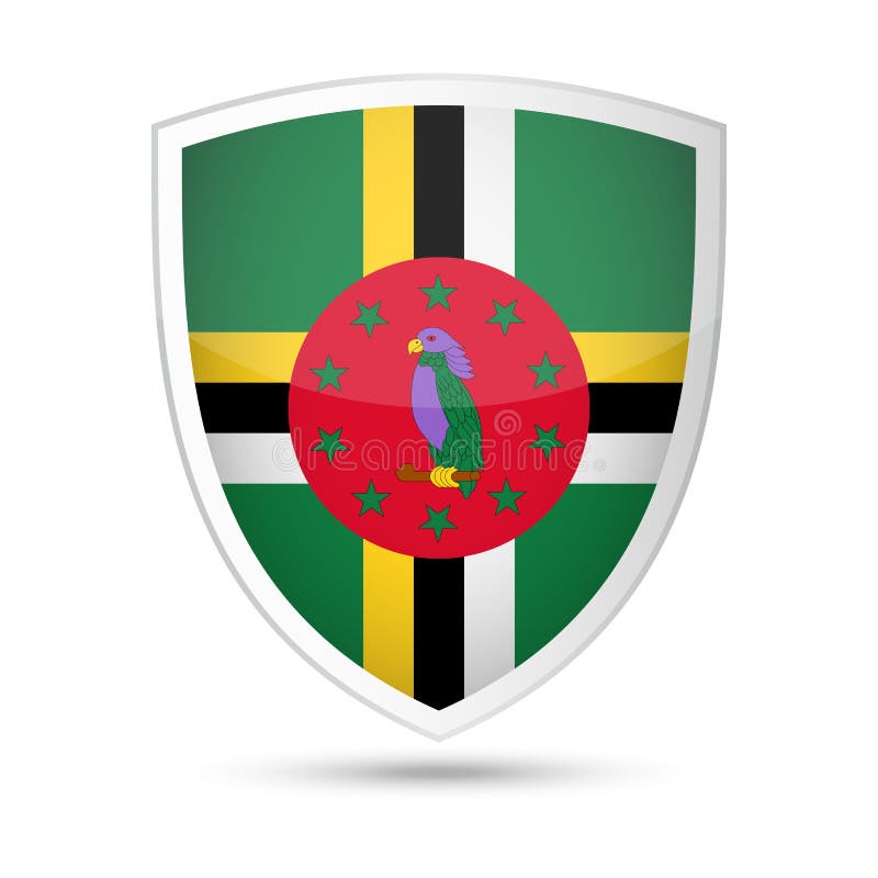 Dominica Flag Vector Shield Icon stock illustration Dominica Flag Vector Shield Icon stock illustration