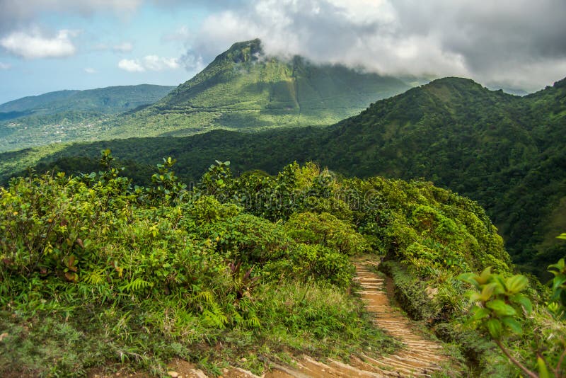 Dominica Island Boiling Lake Mountain View Stock Photo - Image of ...