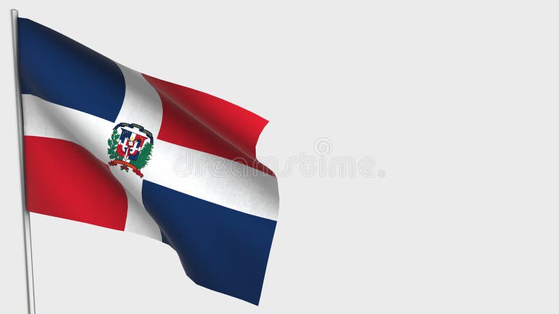 Dominican Republic Waving Flag Illustration on Flagpole. Stock ...