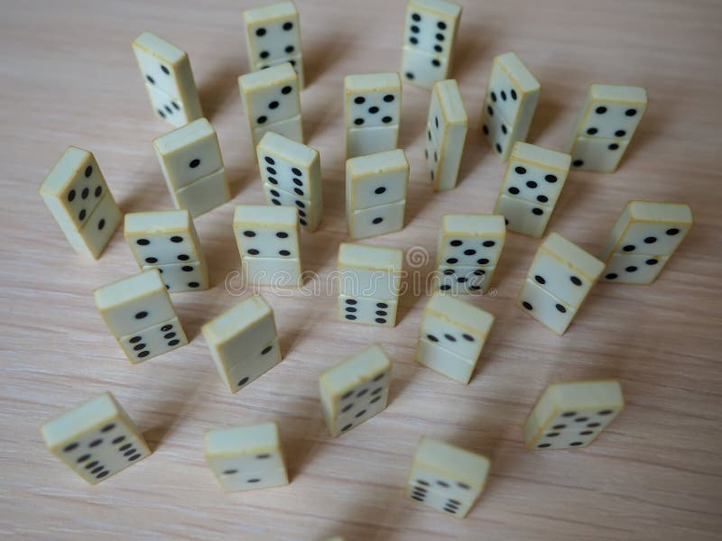 Domino Dice on a Wooden Surface Stock Photo Image of reaction