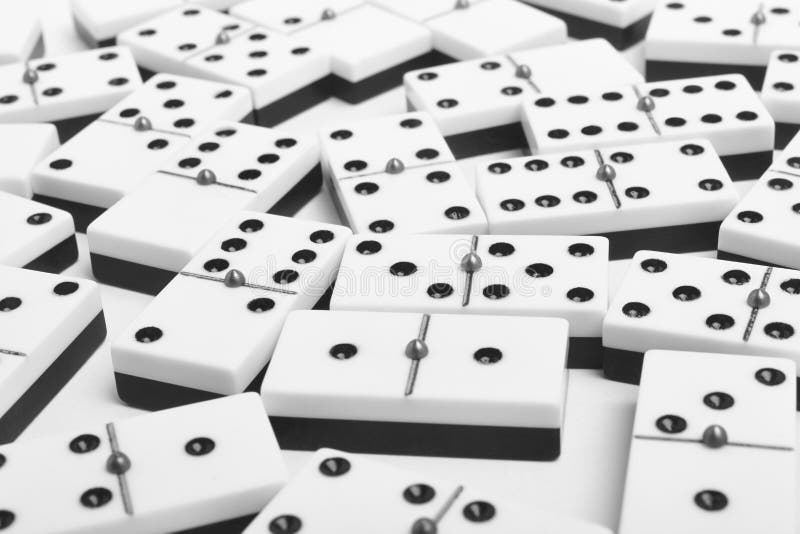Domino Game Pieces Over White Background Black White Stock Photos