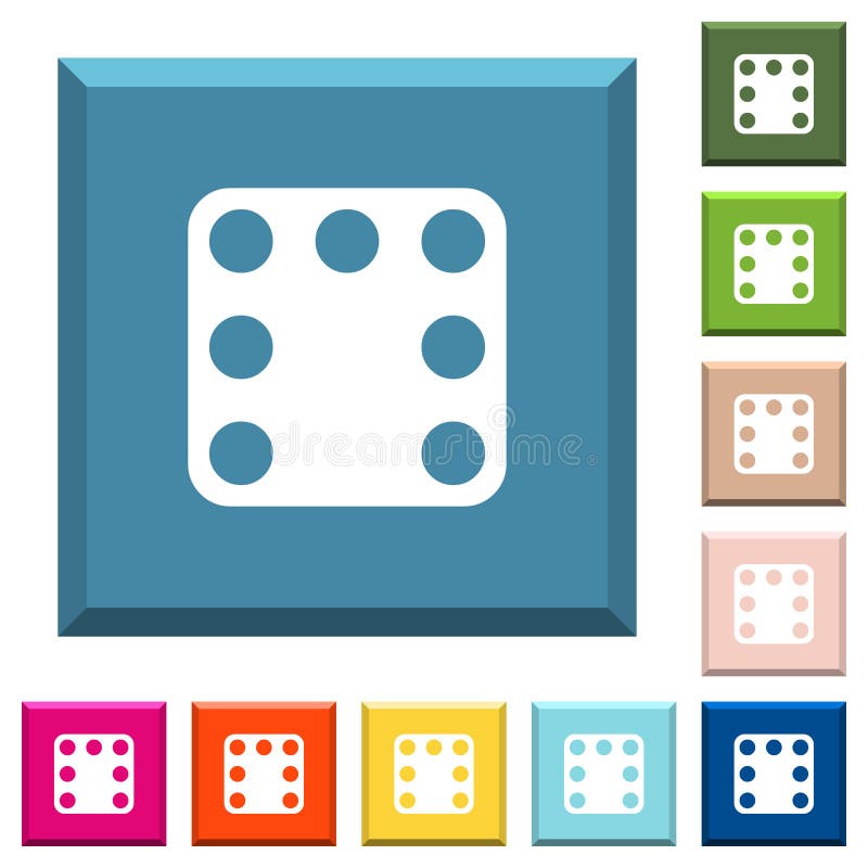 Domino sette icone bianche sui bottoni quadratici illustrazione vettoriale