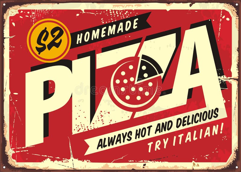 Domowej roboty wyśmienicie pizza, rocznik szyldowa poczta ilustracji Domowej roboty wyśmienicie pizza, rocznik szyldowa poczta ilustracji