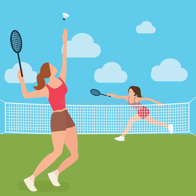 Domstol för racket för badminton för tennis för kvinnaflickalek