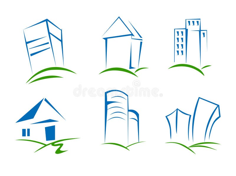 Domu i budynku logo Set budynku loga ikony wektorowe ilustracji Domu i budynku logo Set budynku loga ikony wektorowe ilustracji