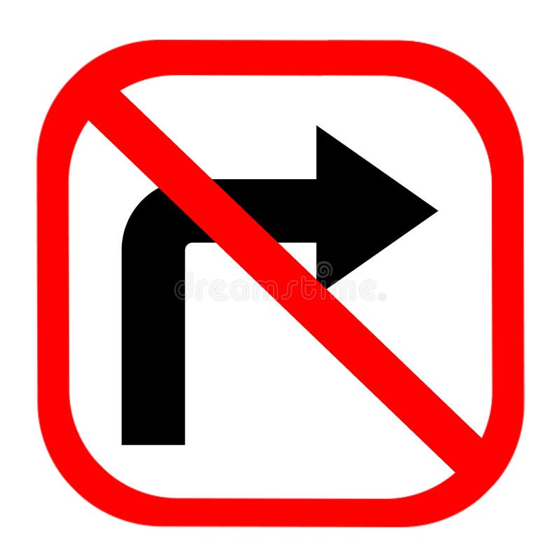 Don T Turn Right Sign Symbol Logo Stock Illustration - Illustration of ...