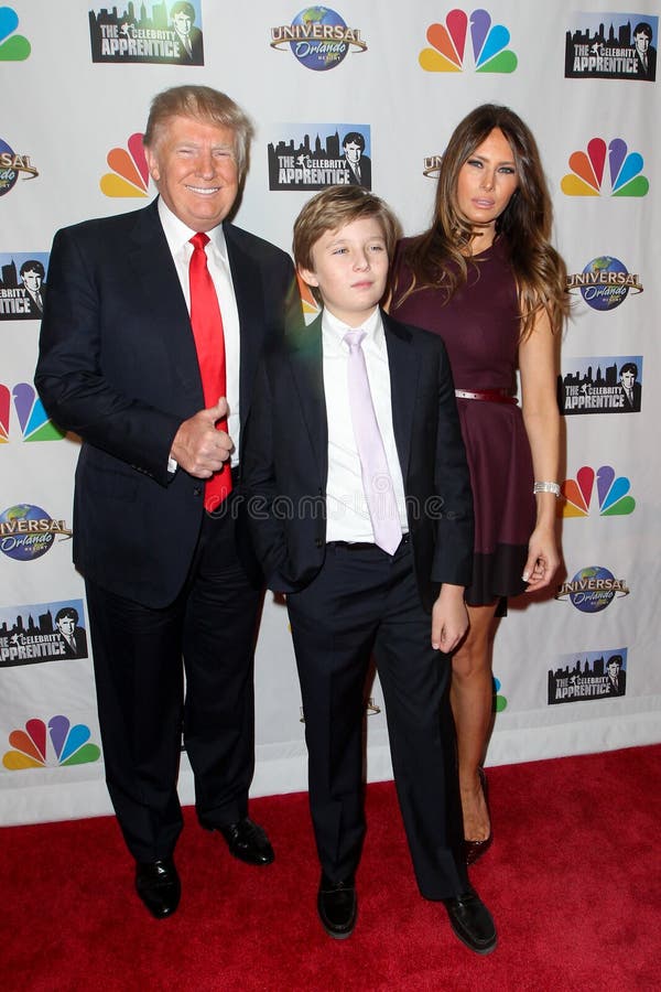 NEW YORK-FEB 16: (L-R) Donald Trump, son Barron Trump and wife Melania Trump attend 'The Celebrity Apprentice' finale at Trump Tower on February 16, 2015 in New York City. NEW YORK-FEB 16: (L-R) Donald Trump, son Barron Trump and wife Melania Trump attend 'The Celebrity Apprentice' finale at Trump Tower on February 16, 2015 in New York City.