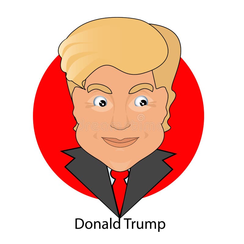 Donald Trump op een witte achtergrond Illustratie hoofdpictogram rode band en zwart jasje vector illustratie Donald Trump op een witte achtergrond Illustratie hoofdpictogram rode band en zwart jasje vector illustratie