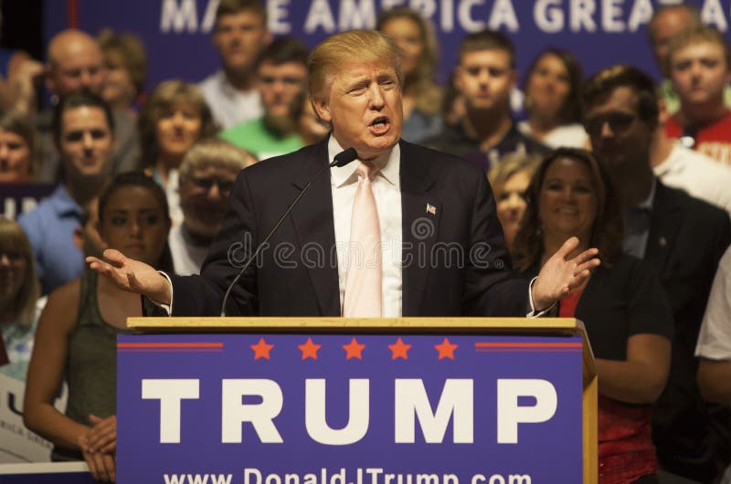 Oskaloosa, Iowa - July 25, 2015: Donald Trump make America great again rally.