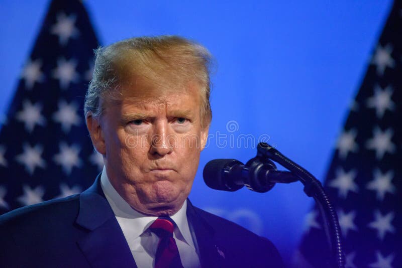 12.07.2018. BRUSSELS, BELGIUM. Press conference of Donald Trump, President of United States of America, during NATO North Atlantic Treaty Organization SUMMIT 2018. 12.07.2018. BRUSSELS, BELGIUM. Press conference of Donald Trump, President of United States of America, during NATO North Atlantic Treaty Organization SUMMIT 2018