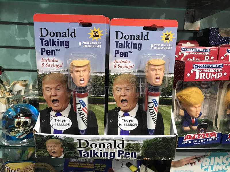 Brand New Donald Trump talking pens on display.