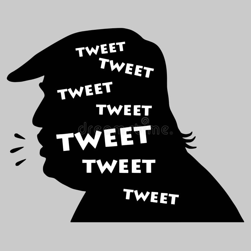 Donald Trump Tweets. Vector Illustration Silhouette. September 20, 2017