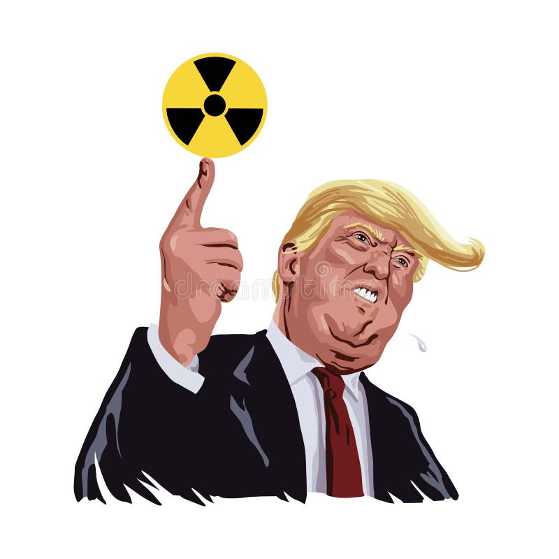 Donald Trump Vector with Nuclear Sign Symbols. March 28, 2017 stock illustration Donald Trump Vector with Nuclear Sign Symbols. March 28, 2017 stock illustration