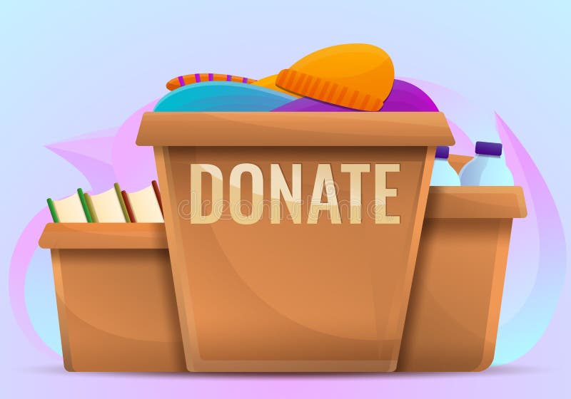 Donate Boxes Concept Background, Cartoon Style Stock Vector