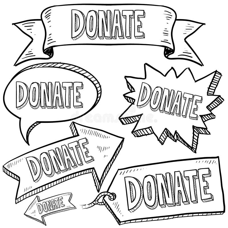 Ribbon label banner with word please donate Vector Image