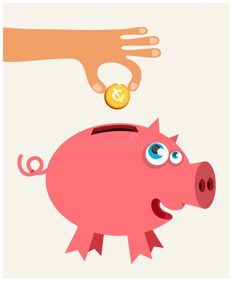 Donating golden coin royalty free illustration