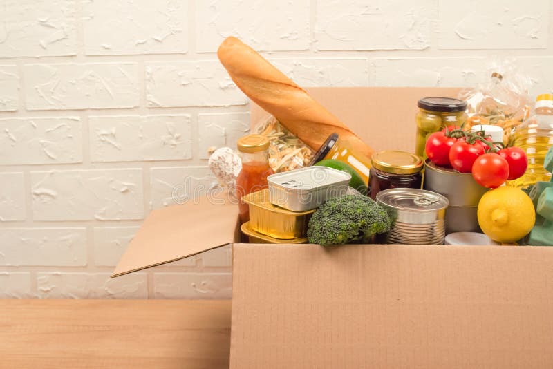 Download Donation Box With Different Groceries, Food Donations On Light Background With Copyspace - Pasta ...