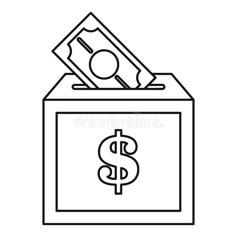 Donation box icon, outline style royalty free illustration Donation box icon, outline style royalty free illustration