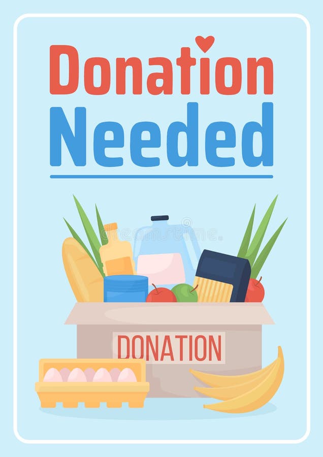 Donation Needed Poster Flat Vector Template Stock Vector Illustration