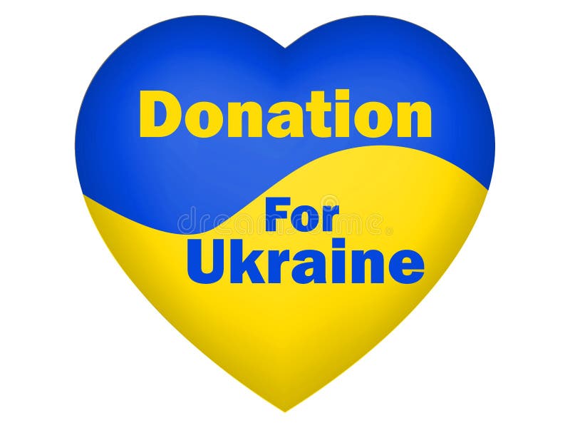 Donation concept. Heart and Ukrainian National colors with text