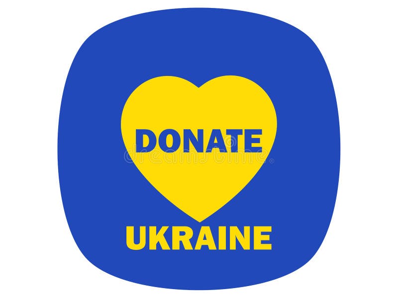 Donation for Ukraine Heart Icon Slogan Donating Stock Vector