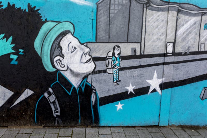 Doncaster street art mural Doncaster Robin Hood Airport stock photos Doncaster street art mural Doncaster Robin Hood Airport stock photos