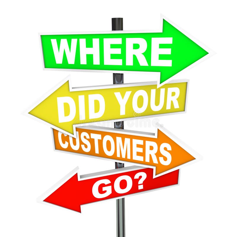 Donde hizo sus clientes van cliente perdido las muestras ilustración del vector Donde hizo sus clientes van cliente perdido las muestras ilustración del vector