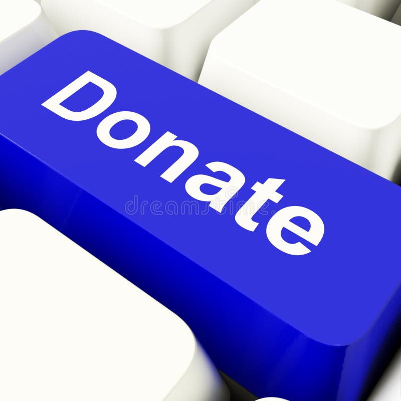 Done la llave de ordenador en caridad que muestra azul y Fundraising