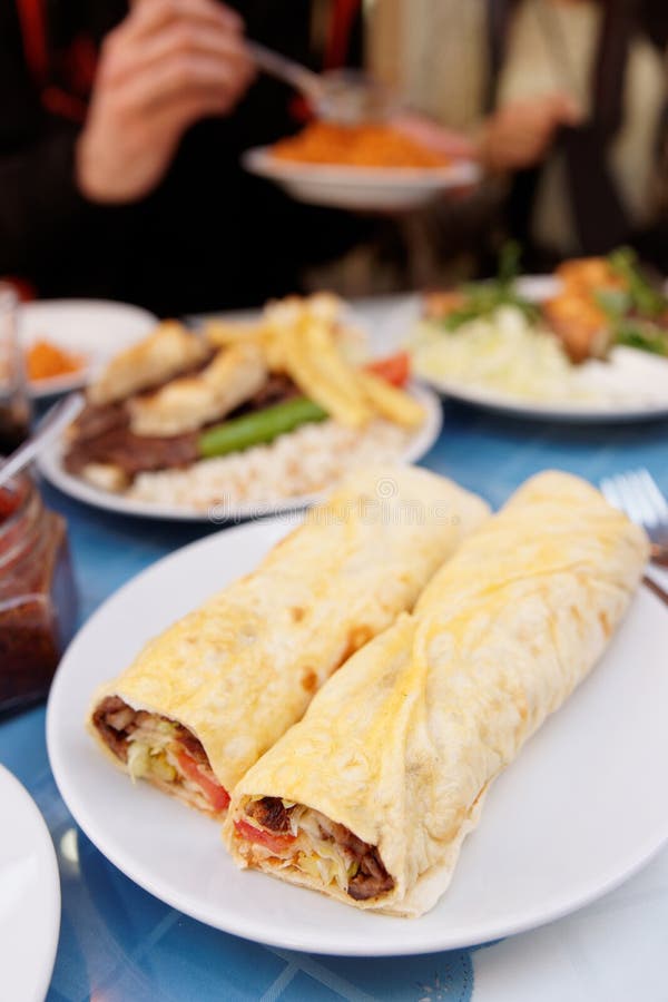 Doner kebab dish on plate stock photo. Image of dish 39456288