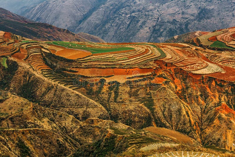 Dongchuan czerwieni ziemia w Yunnan obrazy stock Dongchuan czerwieni ziemia w Yunnan obrazy stock