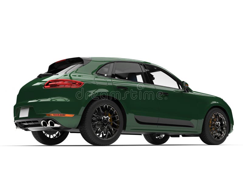 Donker bos groen modern SUV - achterkantmening stock illustratie Donker bos groen modern SUV - achterkantmening stock illustratie
