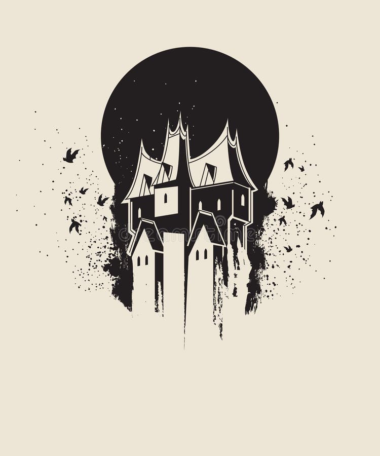 Dark gothic house against black moon. Dark gothic house against black moon
