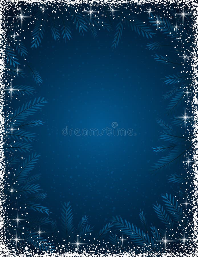 Donkerblauwe Kerstmisachtergrond met wit kader van sneeuw, vecto royalty-vrije illustratie Donkerblauwe Kerstmisachtergrond met wit kader van sneeuw, vecto royalty-vrije illustratie