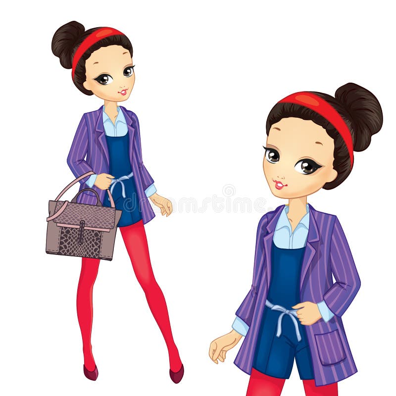 Brunette meisje in rode panty's royalty-vrije illustratie