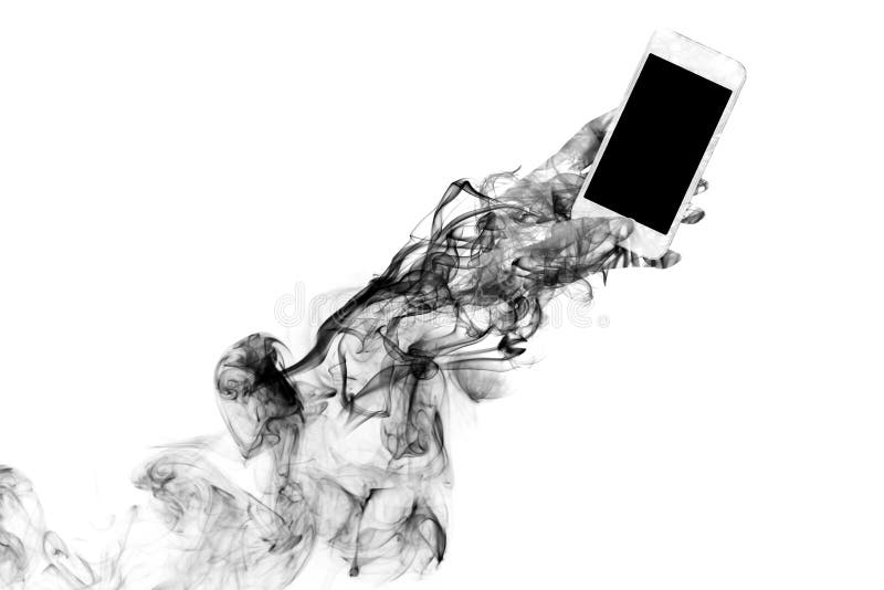 Donkere die rook als een hand wordt gevormd die een mobiele telefoon houden stock afbeeldingen Donkere die rook als een hand wordt gevormd die een mobiele telefoon houden stock afbeeldingen