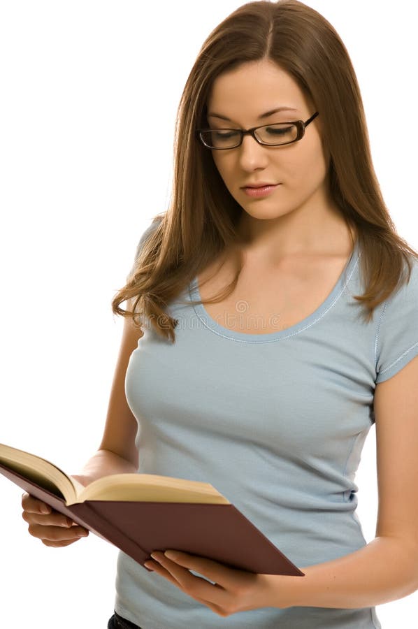 Donna abbastanza giovane con il libro fotografia stock