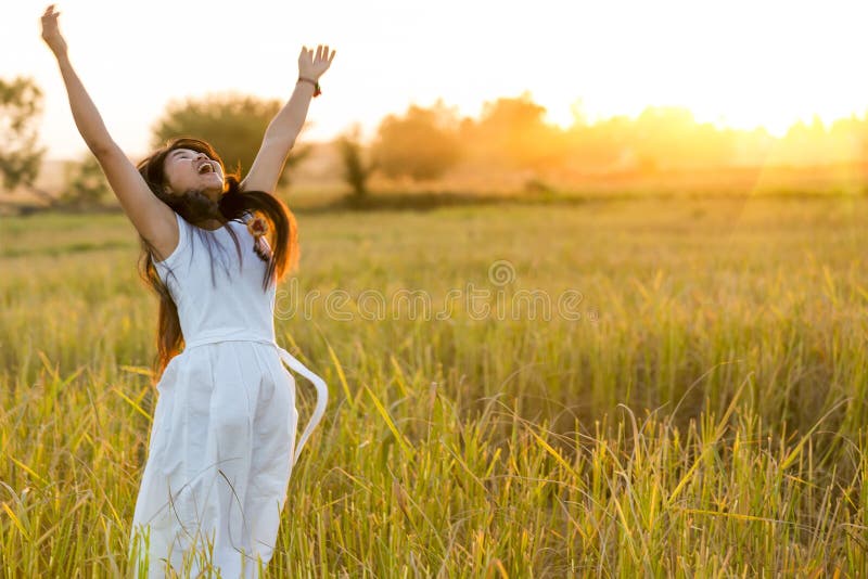 Donna allegra in un campo immagine stock libera da diritti