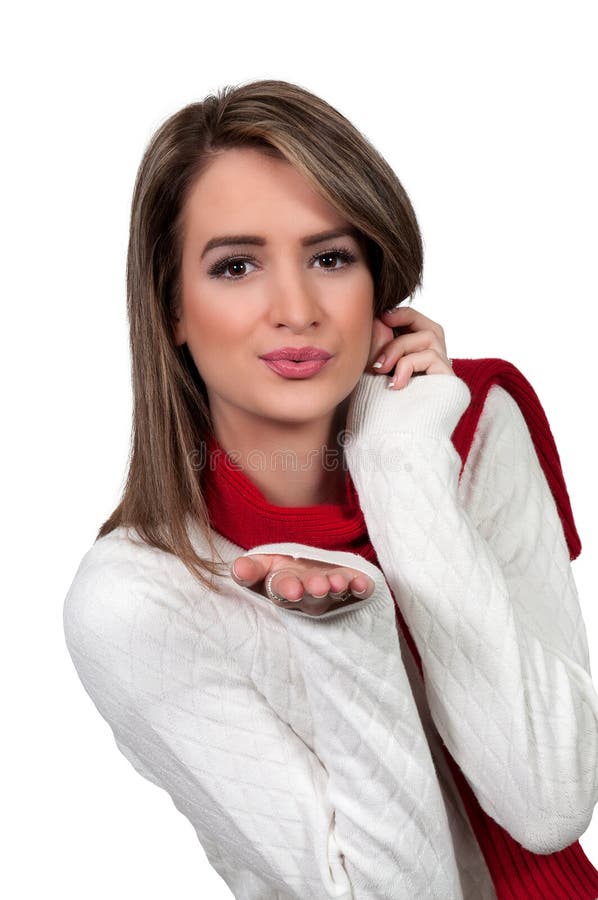 Donna che salta un bacio immagine stock libera da diritti