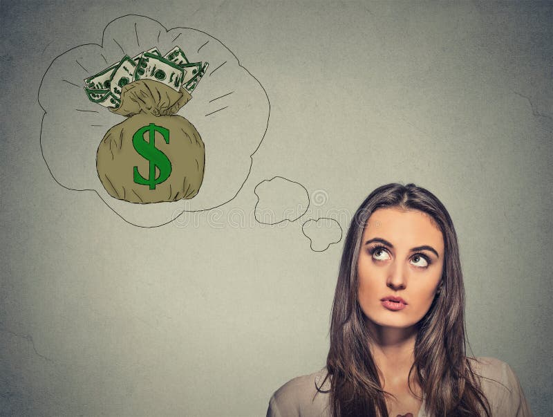 Donna che sogna dei soldi finanziari di successo immagini stock Donna che sogna dei soldi finanziari di successo immagini stock