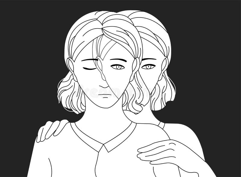 Donna che sta dietro la sua copia triste e che mette le mani sulle sue spalle Concetto di auto aiuto, di supporto, di cura e di a illustrazione vettoriale Donna che sta dietro la sua copia triste e che mette le mani sulle sue spalle Concetto di auto aiuto, di supporto, di cura e di a illustrazione vettoriale