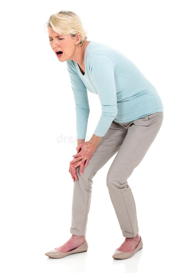 Donna con dolore del ginocchio
