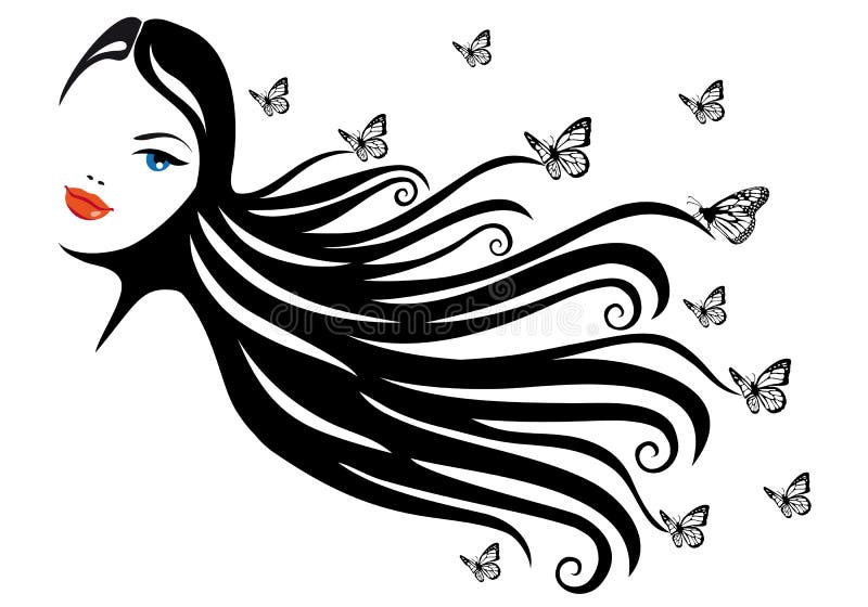 Donna con la farfalla illustrazione vettoriale ...