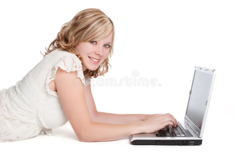 Donna del computer portatile fotografia stock