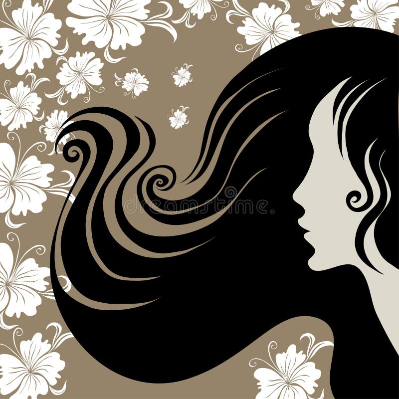 Donna dell'annata del primo piano con capelli lunghi con il fiore