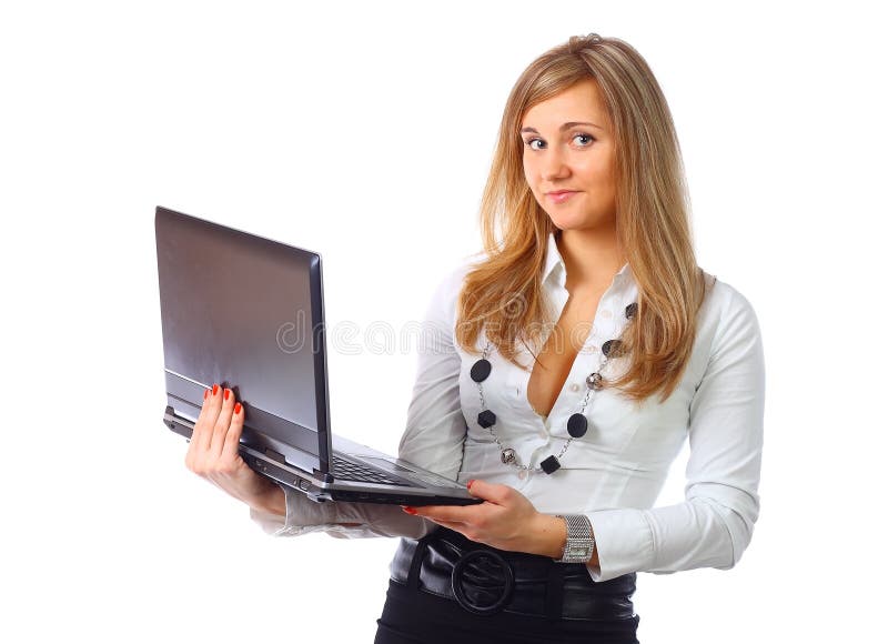 Donna di affari con il computer portatile immagine stock libera da diritti