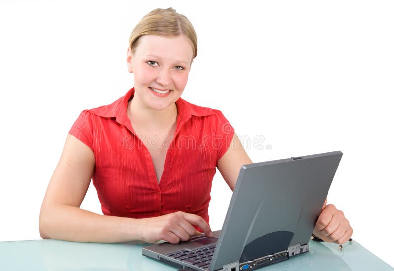 Donna di affari con il computer portatile immagine stock libera da diritti