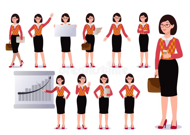 Donna di affari nell'insieme del vestito emozioni pose royalty illustrazione gratis